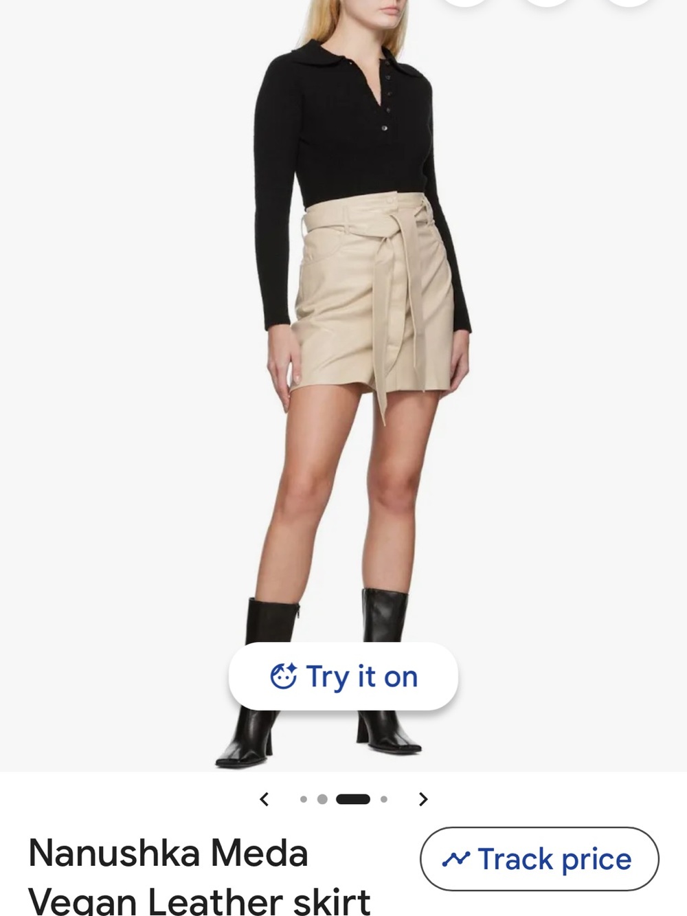 Nanushka Meda Vegan Leather Skirt in Beige